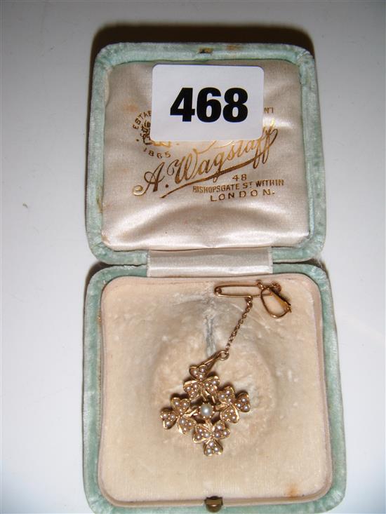 Victorian 9ct gold and split pearl pendant